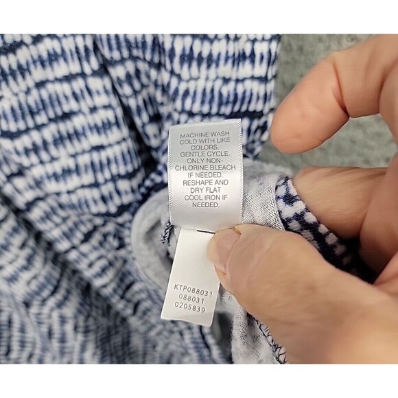 J Jill Pure Jill Tunic Tee Top Womens M Blue White Linen Blend Asymmetric Hem - Picture 7 of 16